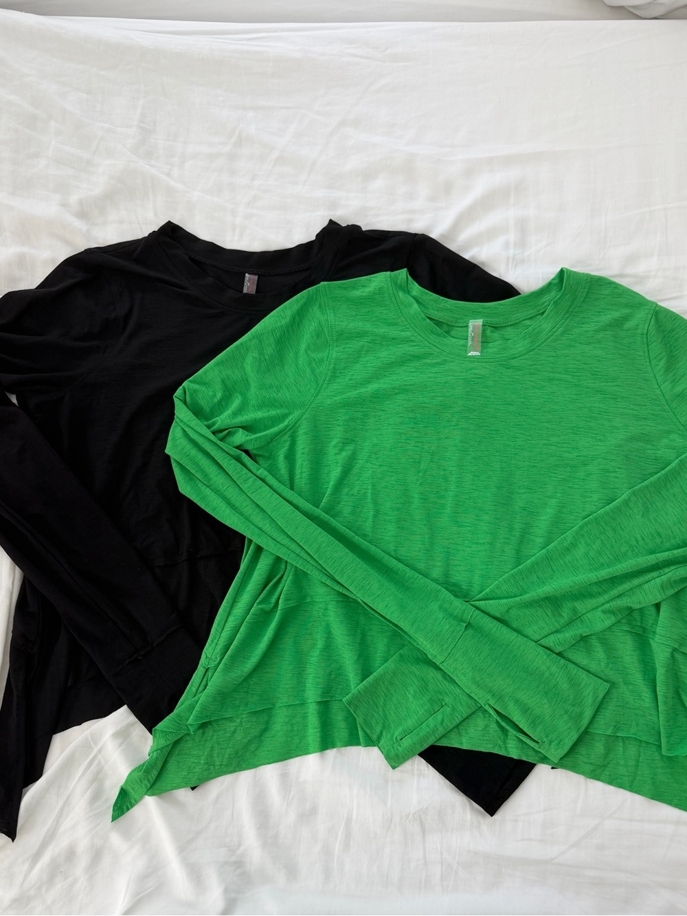Free People Temp UV Protection Long Sleeve Tee in Black and Green (2 tops)